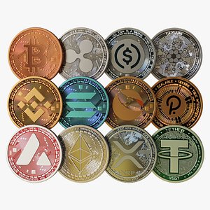 3D Set of 12 TOP Crypto Coins