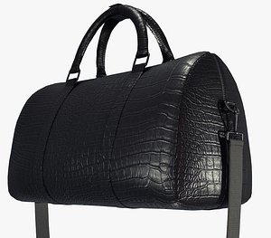 Black Leather Bag With Strip