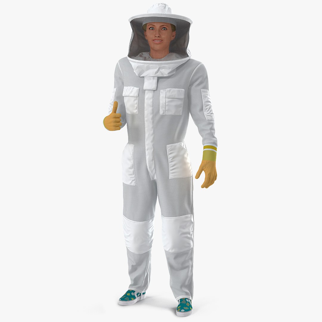 Woman Beekeeper in Suit Rigged 3D model preview