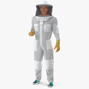 woman beekeeper suit rigged female 3D