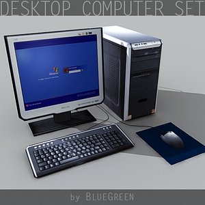 3d desktop computer set