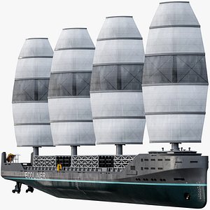 Futuristic Ship Sail Powered Grey Ecoliner PBR