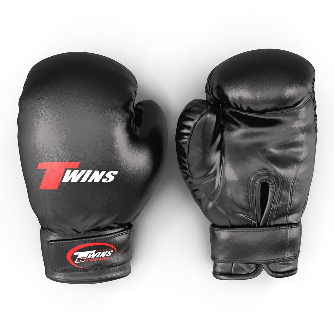 Boxing Gloves Twins Black 3D Model 3D model preview