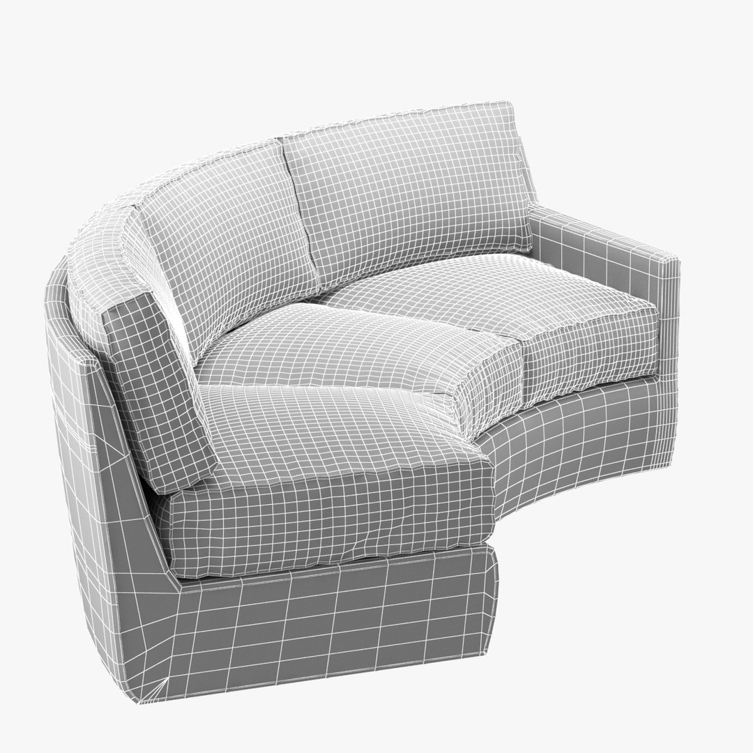 Curved Sofa Cusom Assymetric 3d Obj