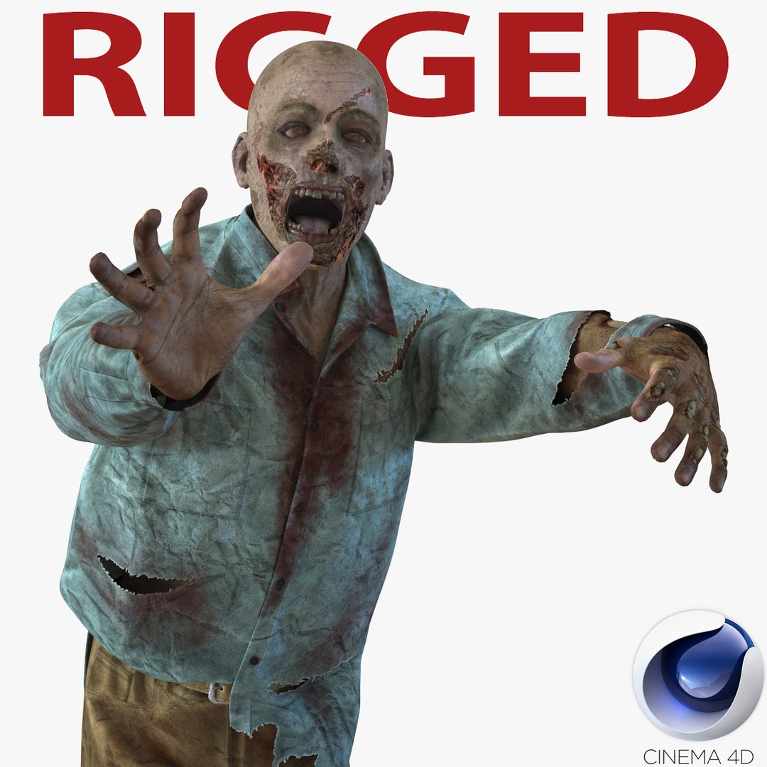 Zombie Rigged for Cinema 4D 3D model preview