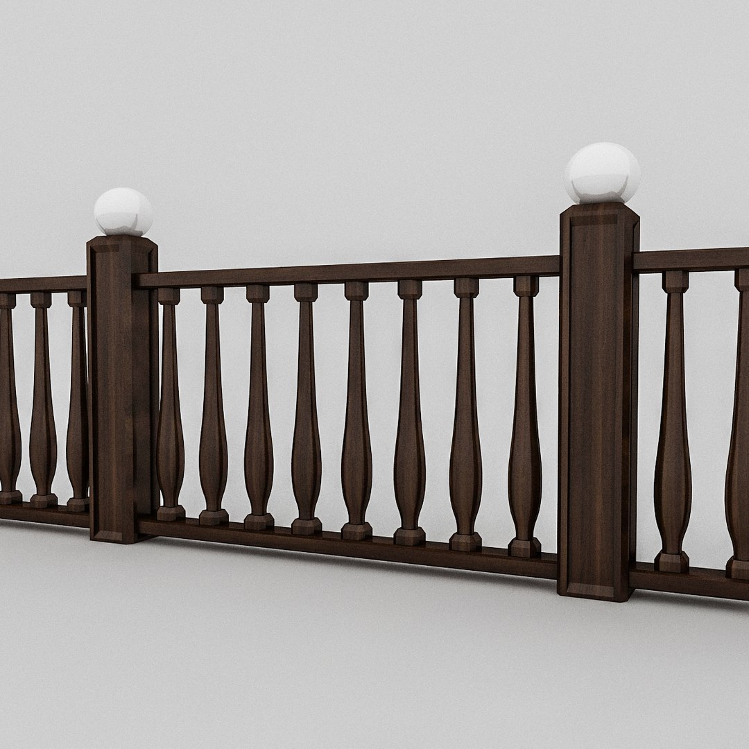 3D Wooden Railing - TurboSquid 1440643