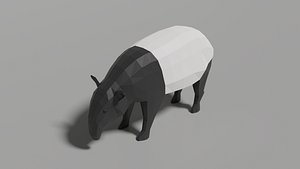 Low-poly Tapir 3D model