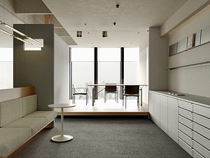 Minimalist office Interior Model 3D
