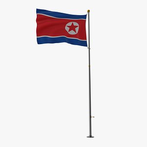 3D model Pole Flag North Korea