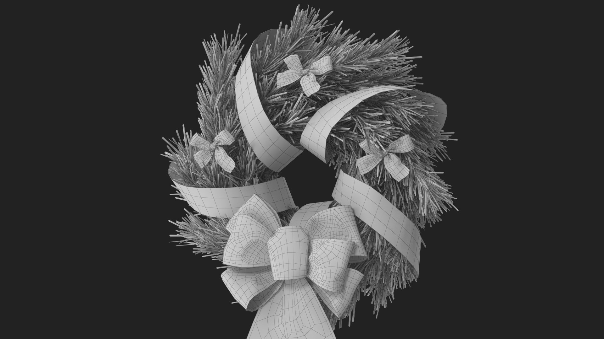 Christmas Wreath with Bows and Ribbon 4 3D model https://p.turbosquid.com/ts-thumb/8F/4dZaPC/bo/wireframe_06/jpg/1633181327/1920x1080/fit_q87/2dee0a074ae9592a80f2c6d3f4879c3e3a0b3fb0/wireframe_06.jpg