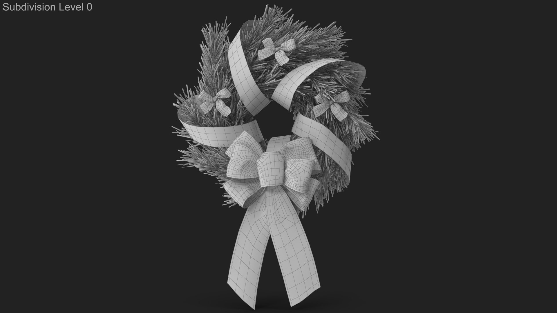 Christmas Wreath with Bows and Ribbon 4 3D model https://p.turbosquid.com/ts-thumb/8F/4dZaPC/pR/wireframe_00/jpg/1633181303/1920x1080/fit_q87/4c8dd0328806353f9b50cd0cb5548fa2c06cfe68/wireframe_00.jpg
