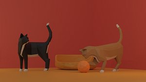 low poly cat