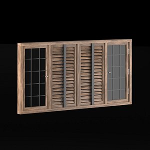 Wooden windows 3D model