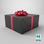 Gift Box with a Bow Black v3 3D