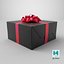 Gift Box with a Bow Black v3 3D