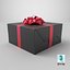 Gift Box with a Bow Black v3 3D