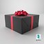 Gift Box with a Bow Black v3 3D
