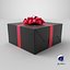 Gift Box with a Bow Black v3 3D