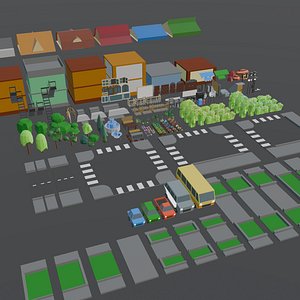 3D Small town models model