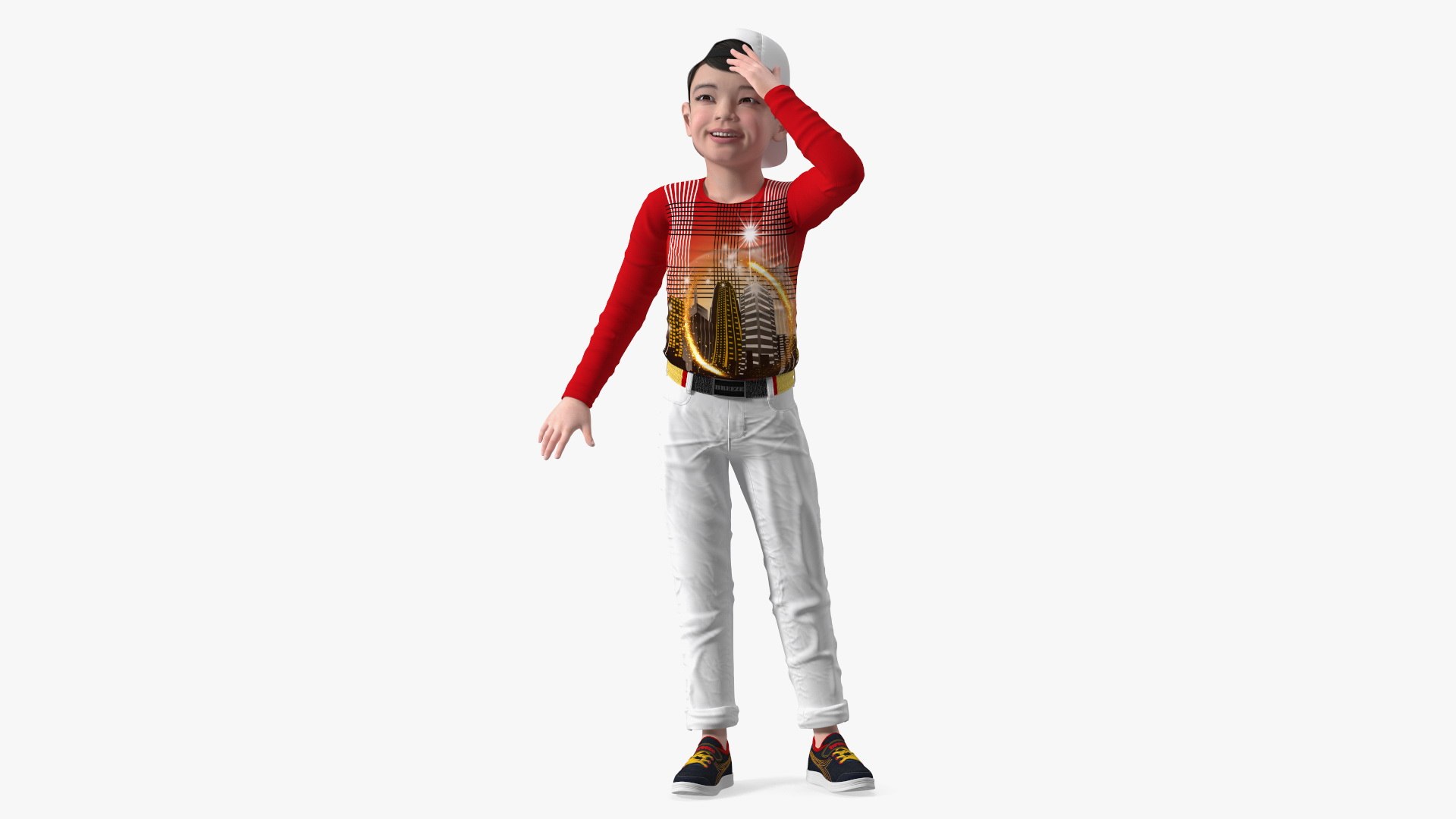 Smiling Asian Child Boy 3D model preview