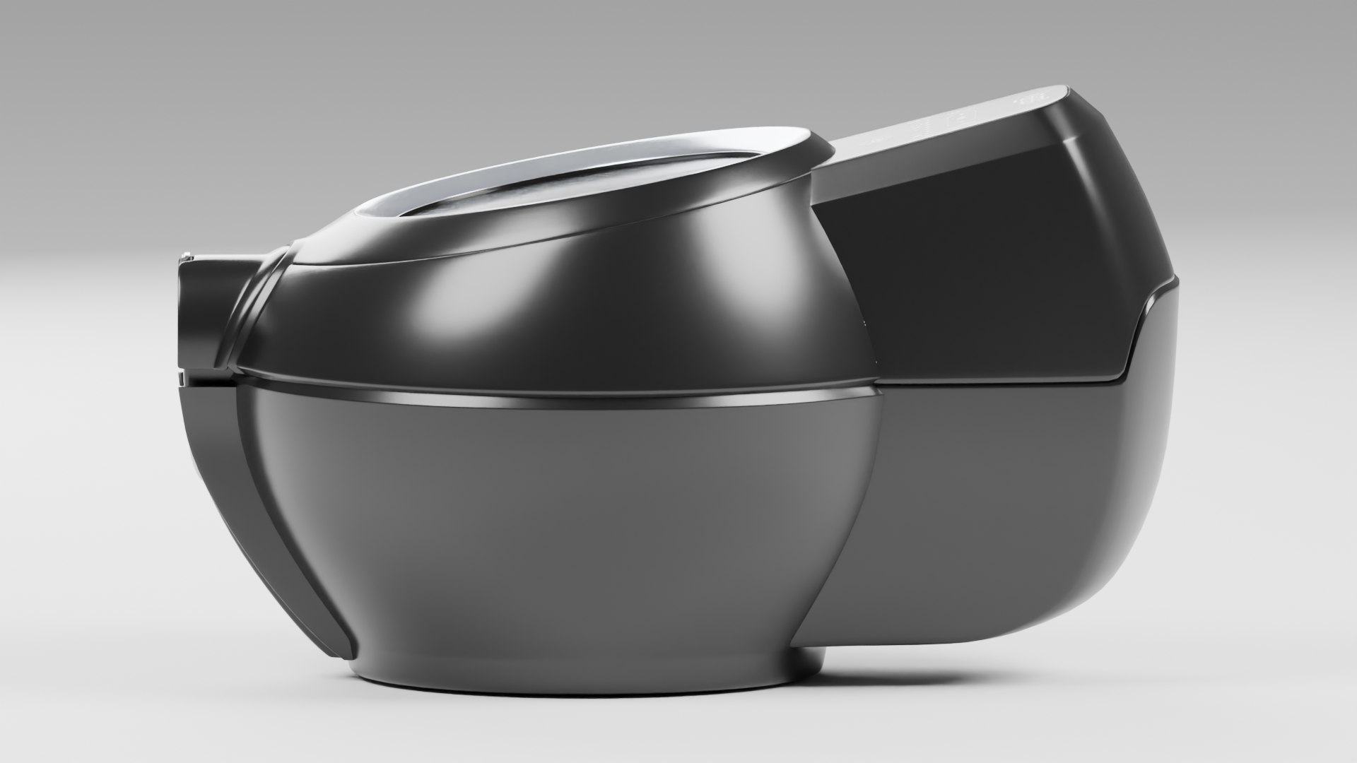 3D Black Air Fryer Rounded Body Silver Rim https://p.turbosquid.com/ts-thumb/8F/wENvsa/Ds/preview_2/png/1791475969/1920x1080/fit_q87/eac705bcaebd14ecac0cb66221c99b7e5bb3396d/preview_2.jpg