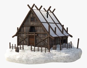 Winter Wood House 3D model