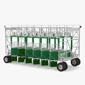 Starting Gates for Horse Racing 6 Stalls 3D model