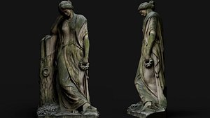 3D ancient nymph monument mossy figure photogrammetry model