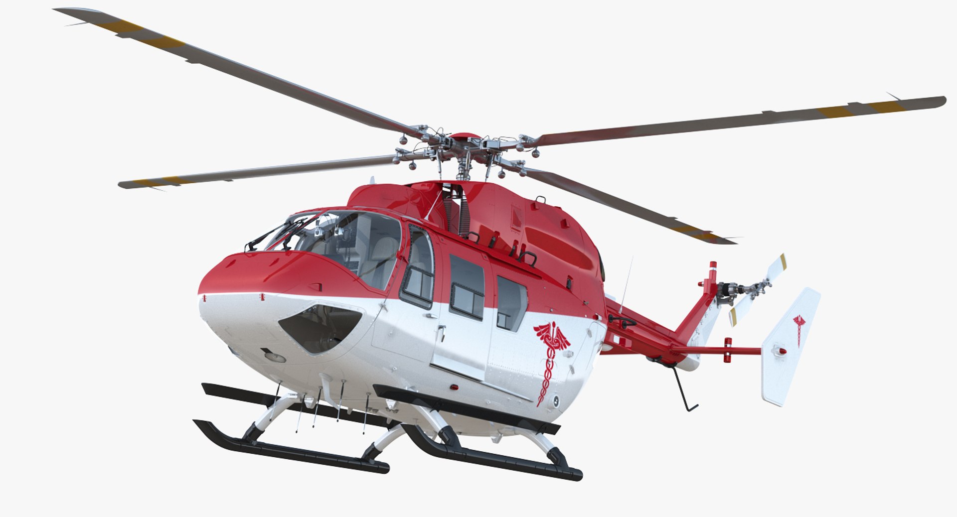 Kawasaki BK 117 Air Ambulance Helicopter Rigged 3D model preview
