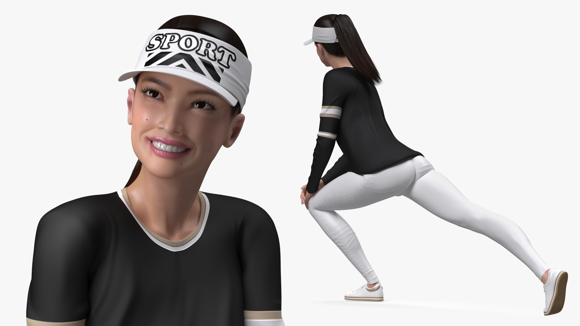 Sportswear Asian Woman Stretching 3D model preview