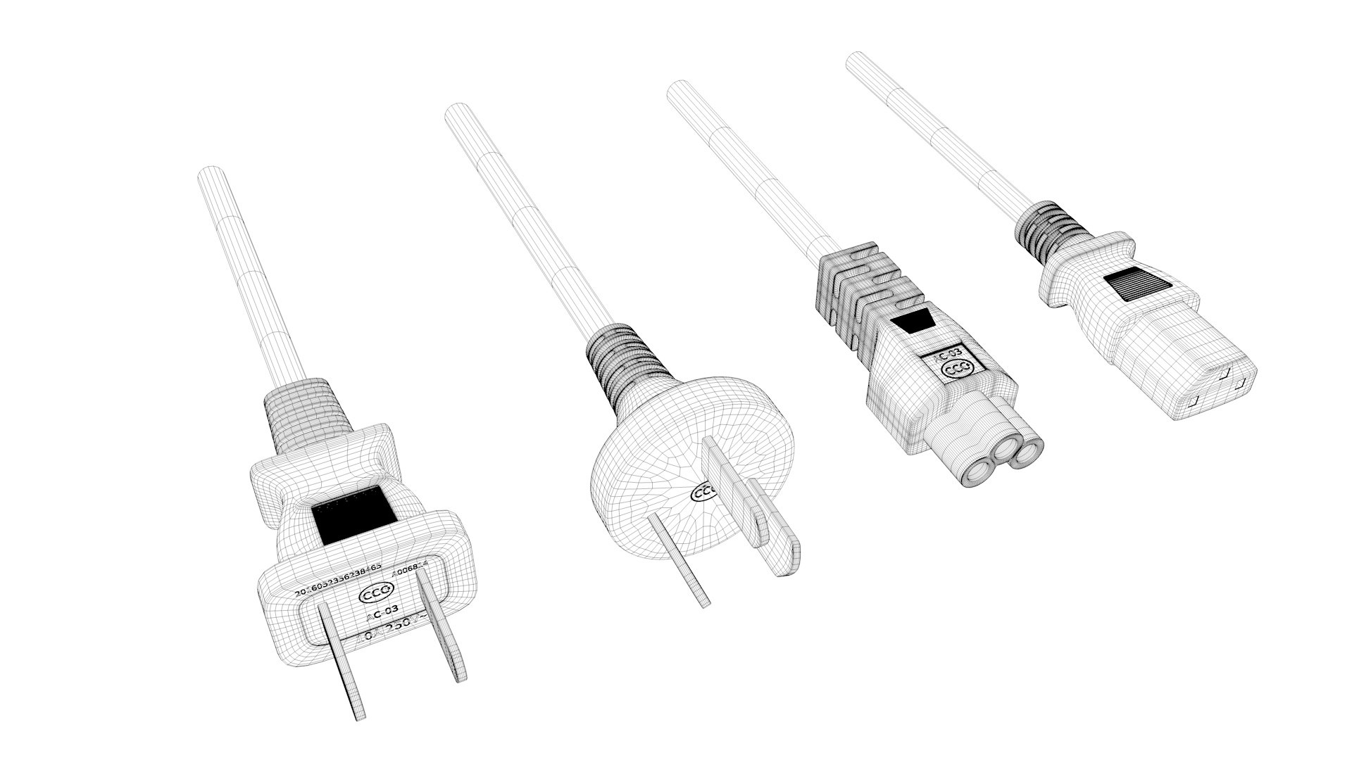 3D Four Types Of Plugs - TurboSquid 2215816