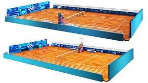 3D 2024 Olympic Tennis Court