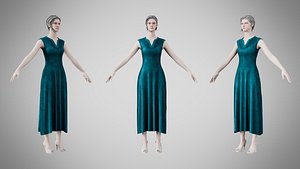 3D Dress 44 Teal Velvet