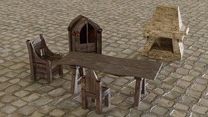 Knight room pocket PBR low-poly game ready VR  AR  low-poly 3d model model