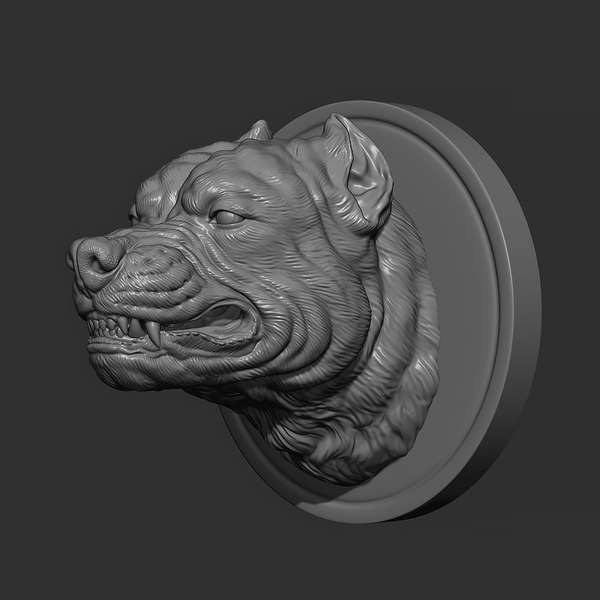 3D Pitbull angry head