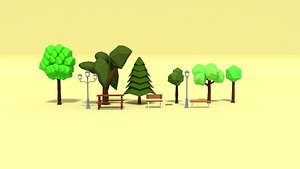 Low Poly Cartoon Park Assets Pack
