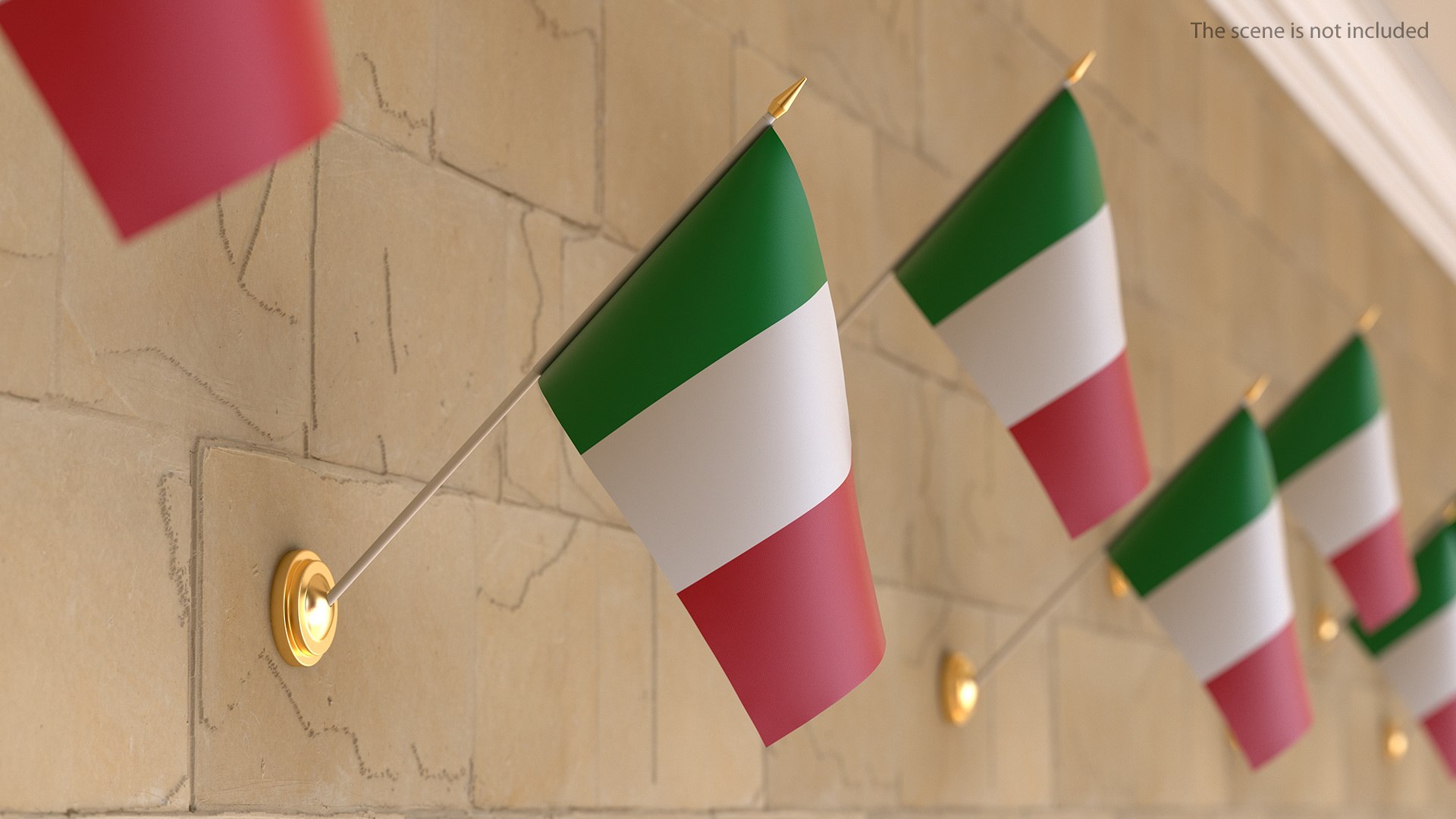 Wall Flag Italy 3D model preview