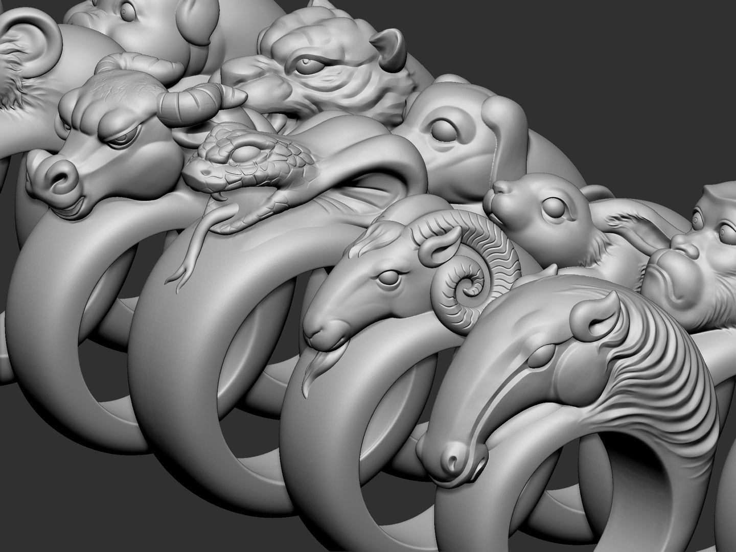 3D 12 Animal Rings Model - TurboSquid 2172269