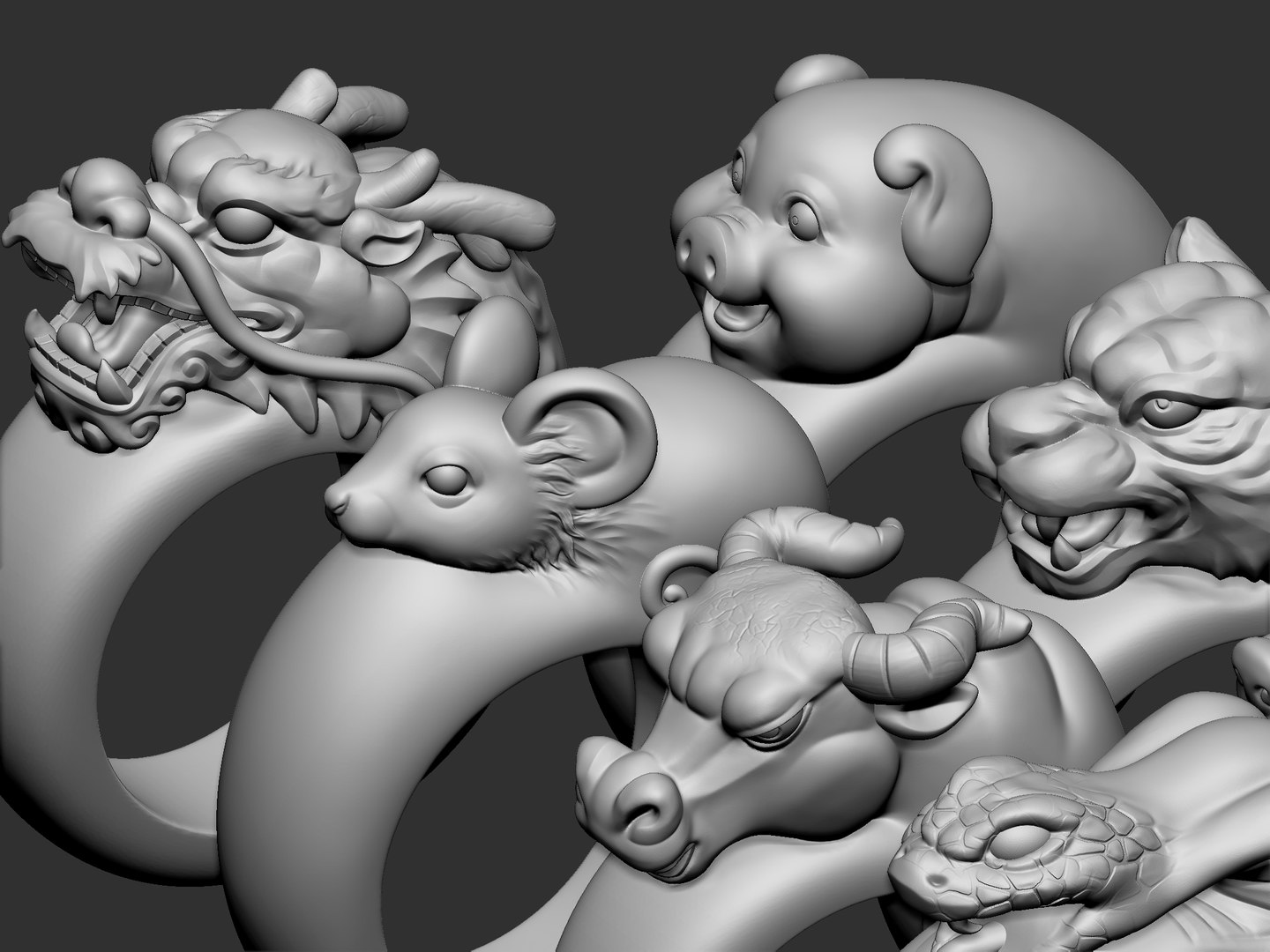 3D 12 Animal Rings Model - TurboSquid 2172269