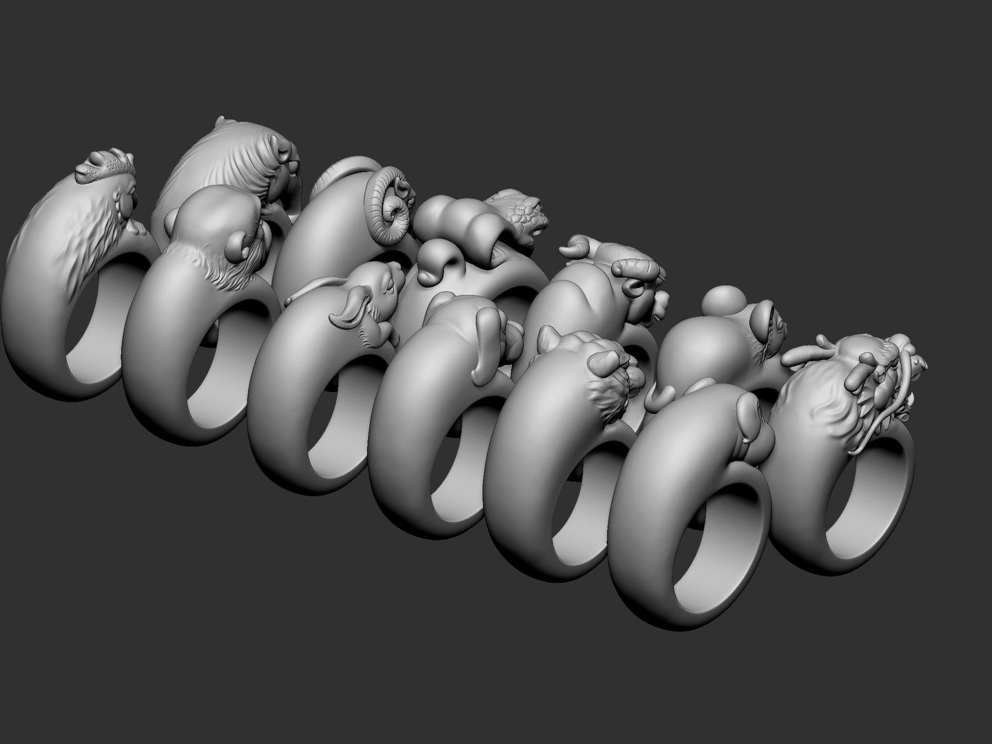 3D 12 Animal Rings Model - TurboSquid 2172269
