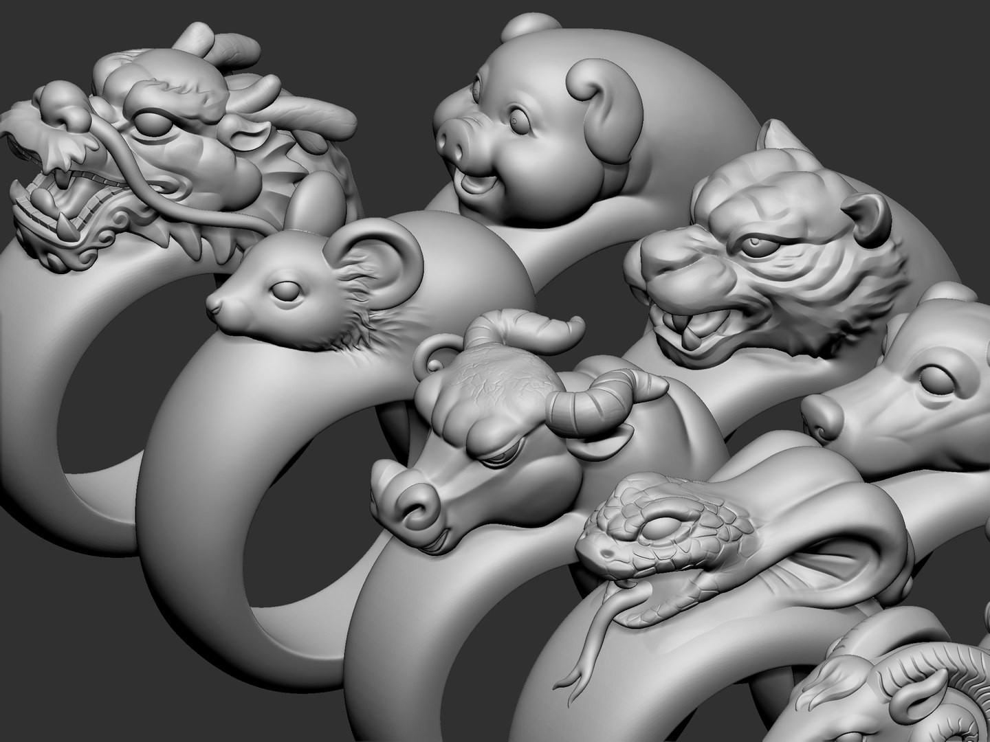 3D 12 Animal Rings Model - TurboSquid 2172269