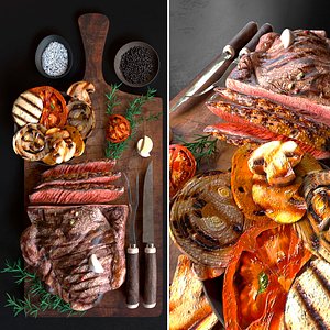 Pork steak with grilled vegetables
