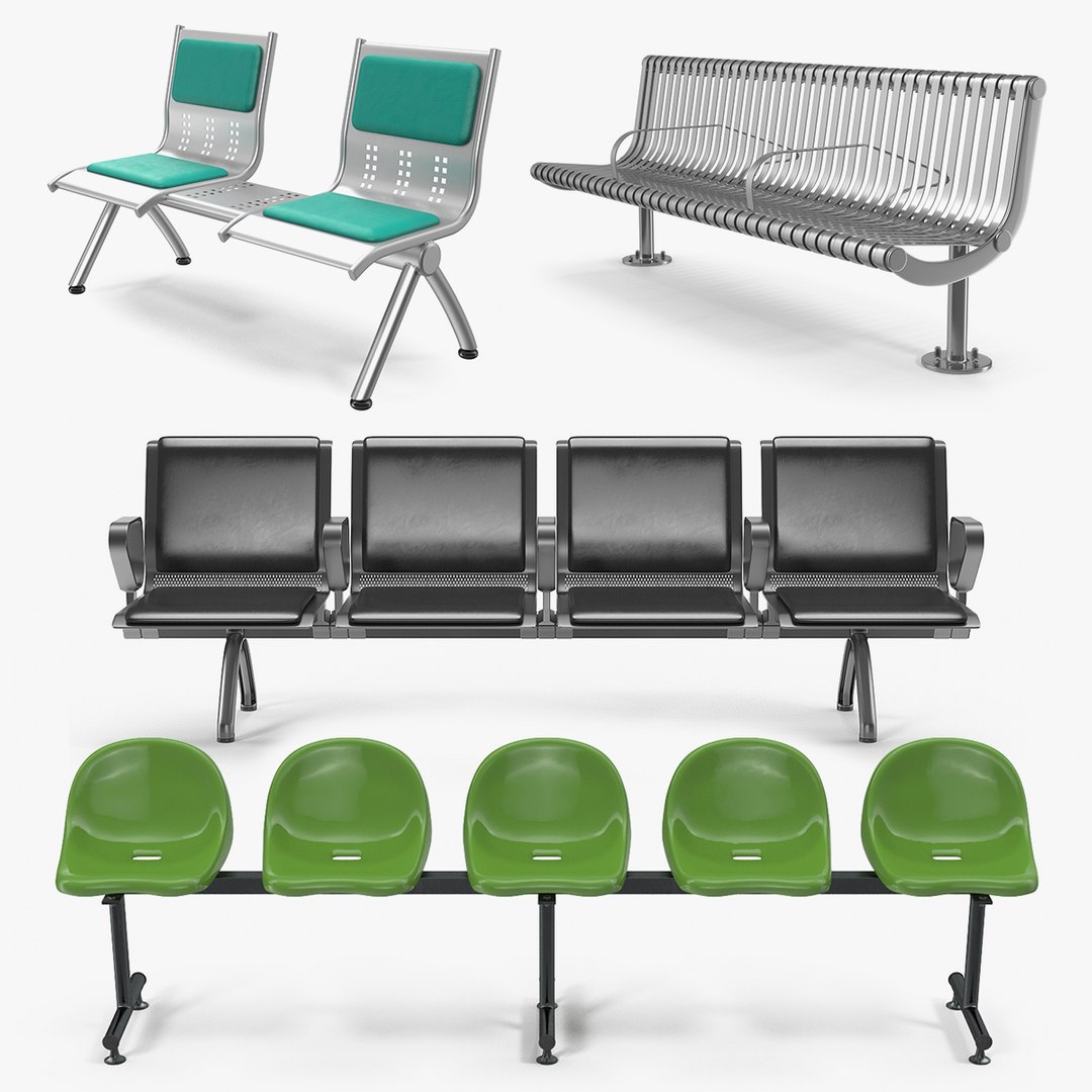 Waiting Chairs 3D Models Collection 3D model preview