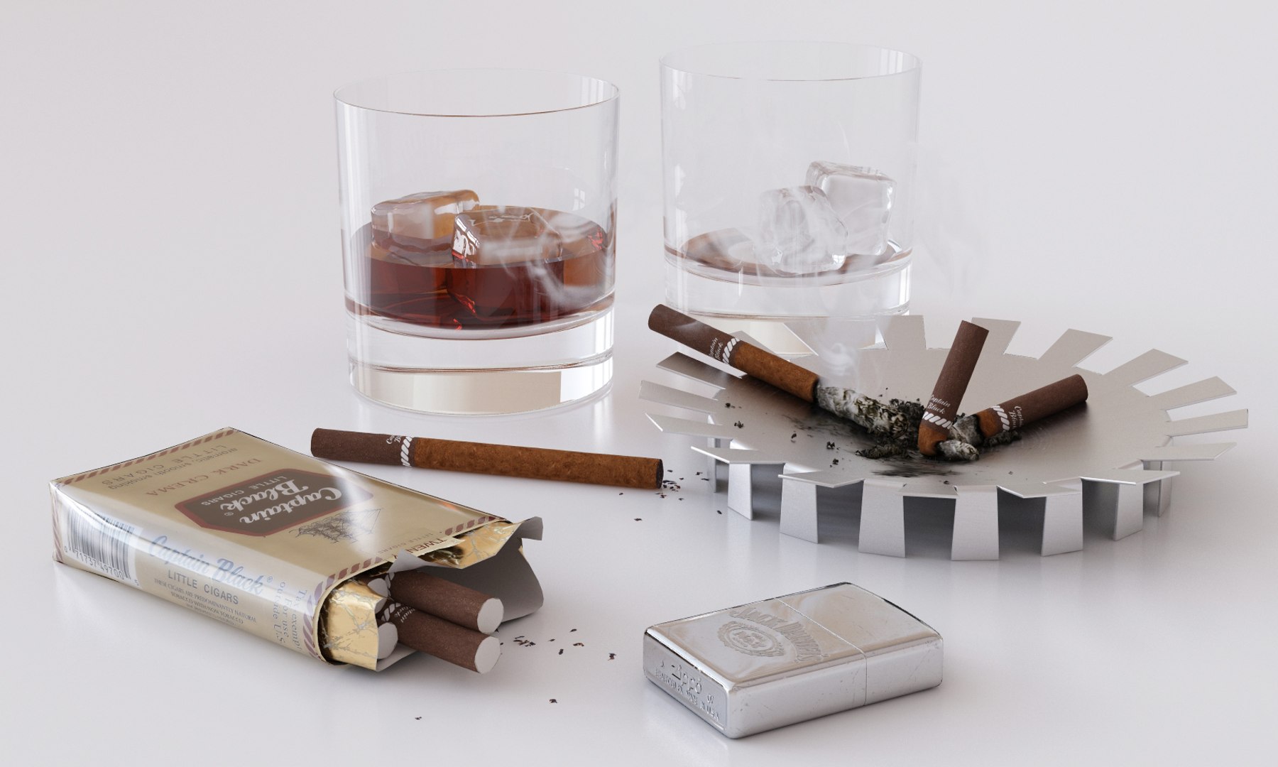 Cigarettes Whiskey 3d Max