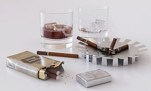 cigarettes whiskey 3d max