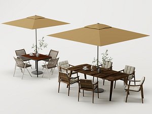 3D Outdoor Patio Dining Set Garden Furniture Table Chair Umbrella