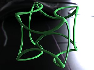 Wireframe Shape Geometric Twisted Cube