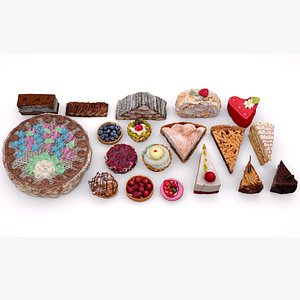 3D model Cake dessert 19 items collection