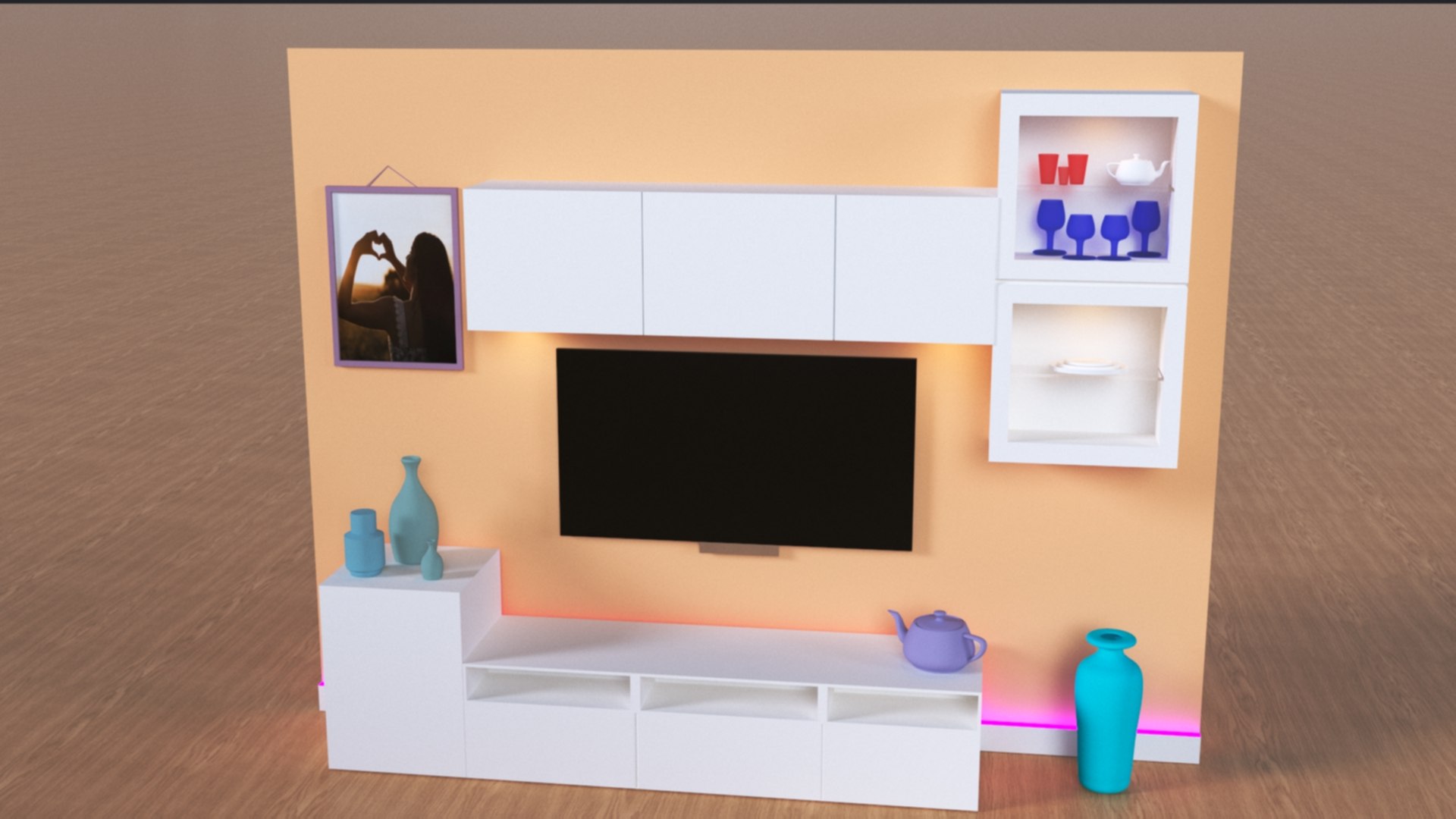 3D Tv wall design unit - TurboSquid 1905818