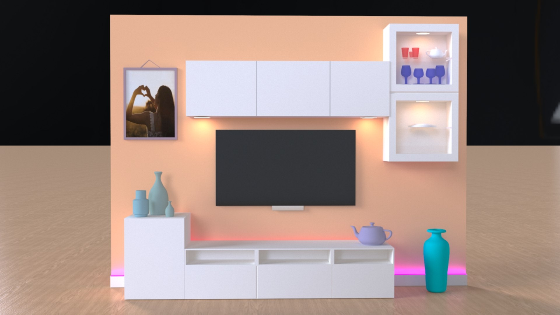 3D Tv wall design unit - TurboSquid 1905818